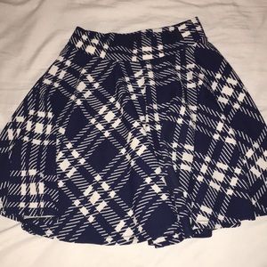 navy plaid mini skater skirt